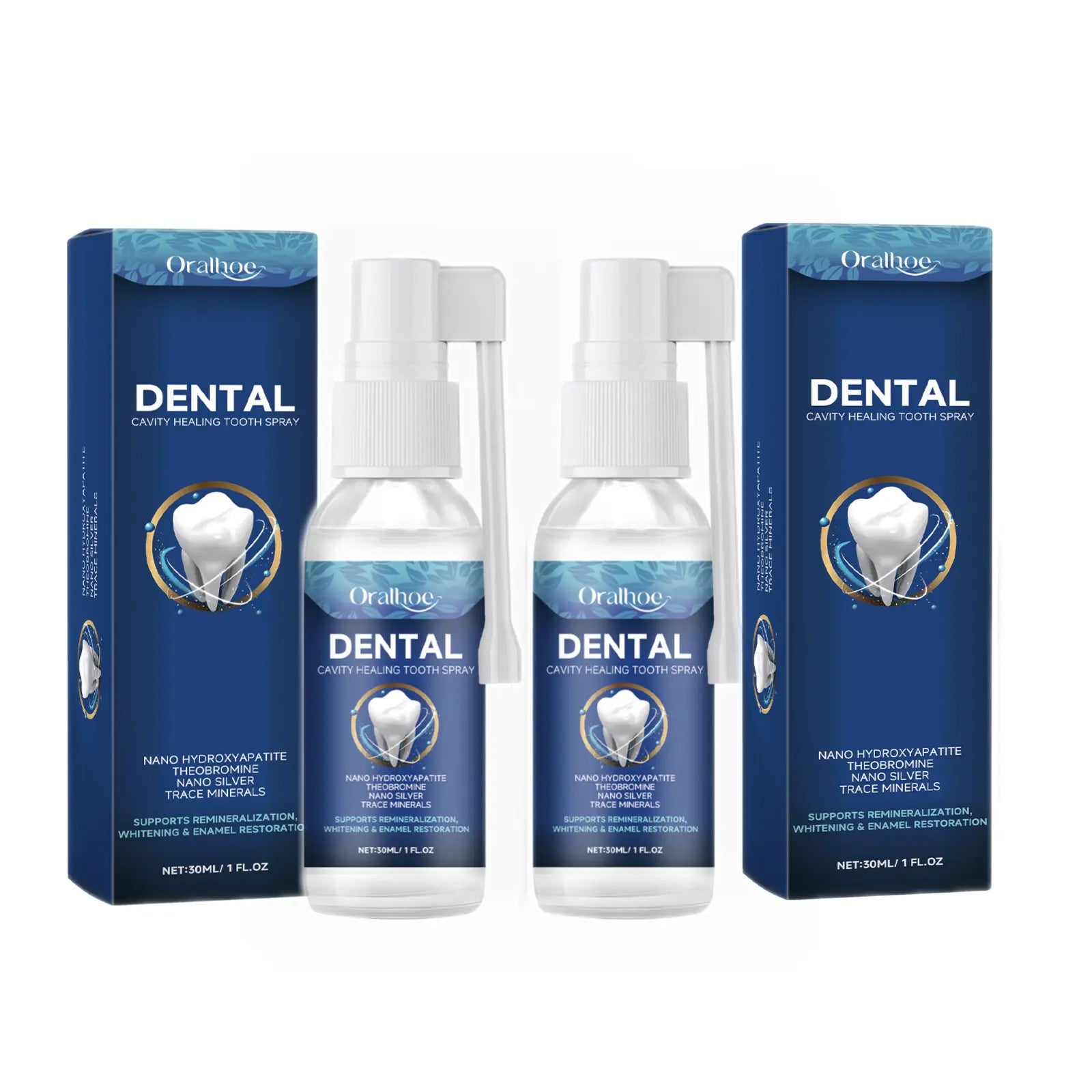 Oralhoe Dental Care Spray with Hydroxyapatite & Colloidal Silver Protects Teeth Reduces Stains and Sensitivity for Natural Cleanliness