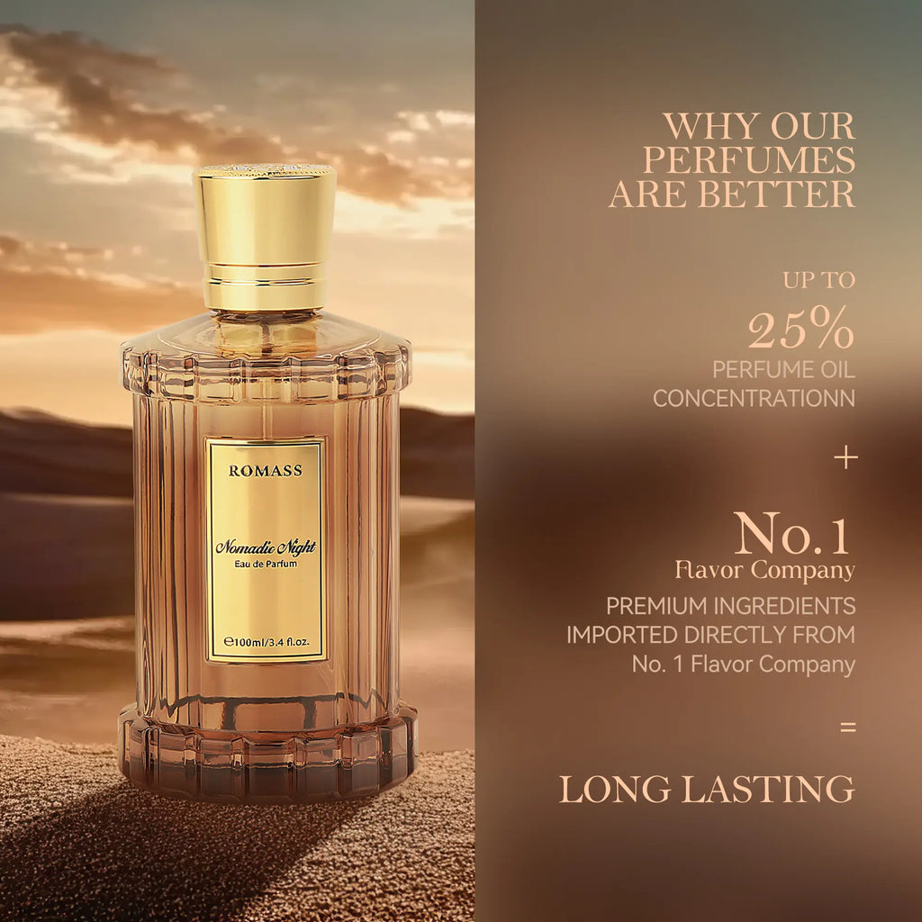 ROMASS Nomadic Night Eau De Parfum Unisex Fragrance I Smoked Oud, Desert Sage & Starry Amber | Long-Lasting & Intense Fragrance | Perfect for All Genders | 3.4Oz/100Ml |Fragrance May Vary Slightly Depending on Personal Body Chemistry #Summervibes Tiktoks