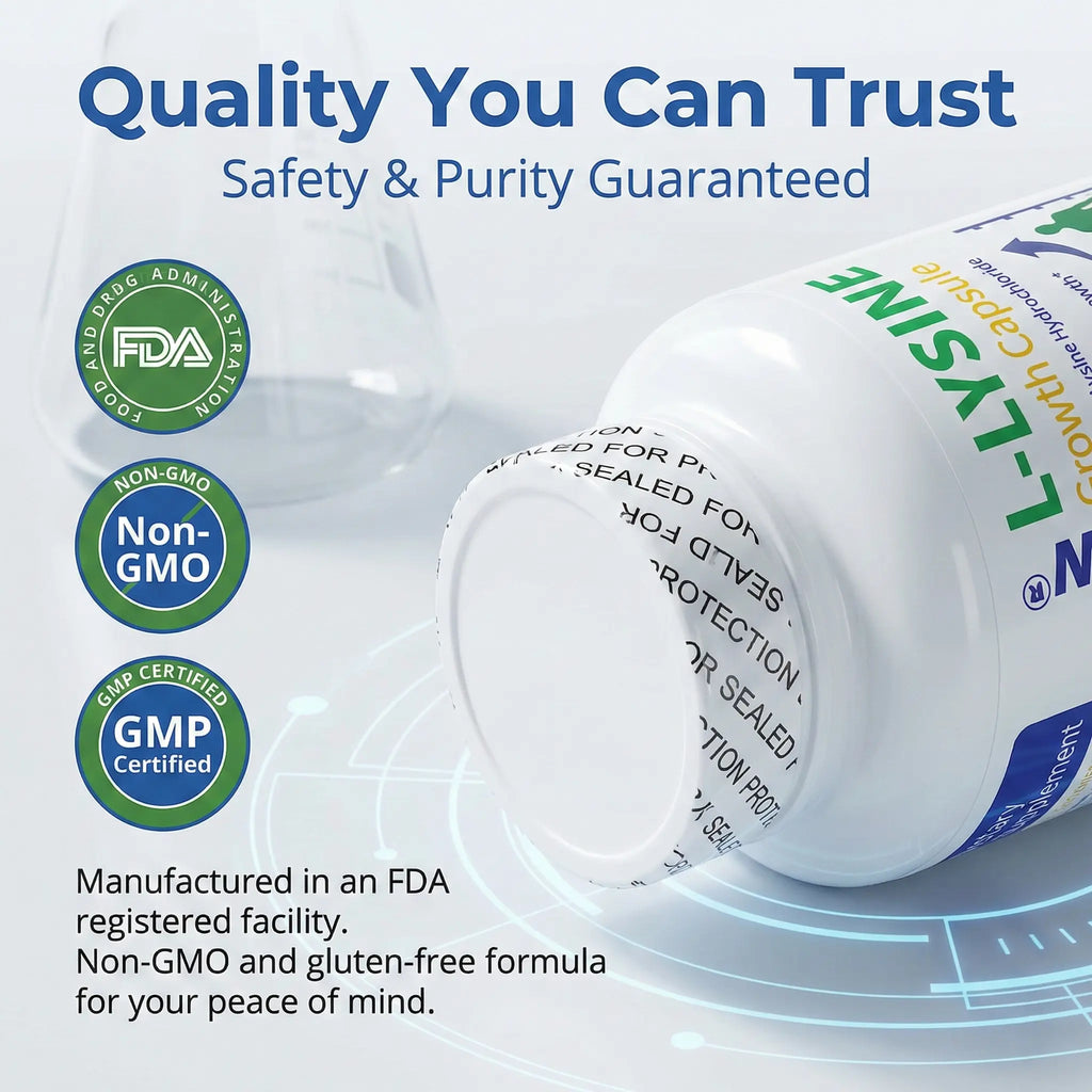 Growth Capsules L-LYSINE Height Increase Maximizer with Calcium for Bone Strength -Natural Get Taller Supplement