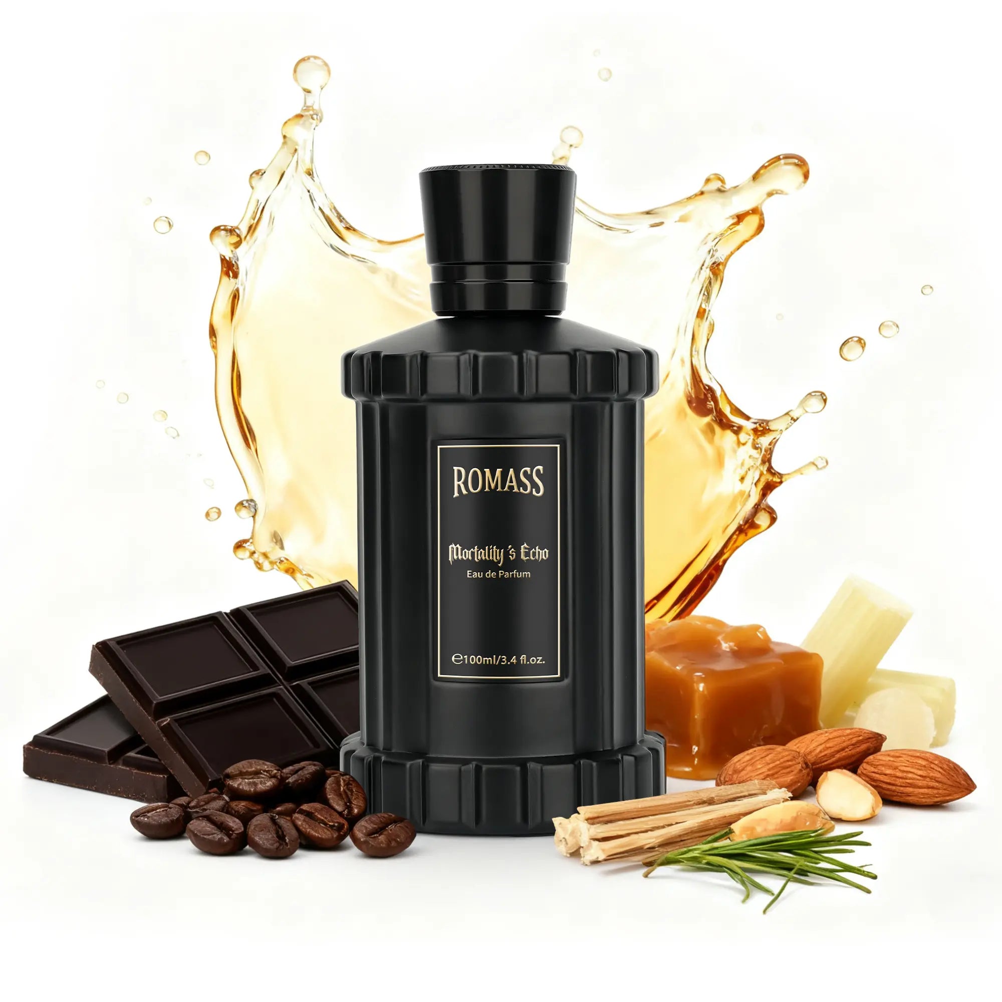 ROMASS Mortality’S Echo Luxe Perfume Unisex 3.4 Oz 100 Ml Long Lasting 8+ Hours with Rum Coffee Vetiver & Sandalwood Notes in Black Bottle #Summervibes