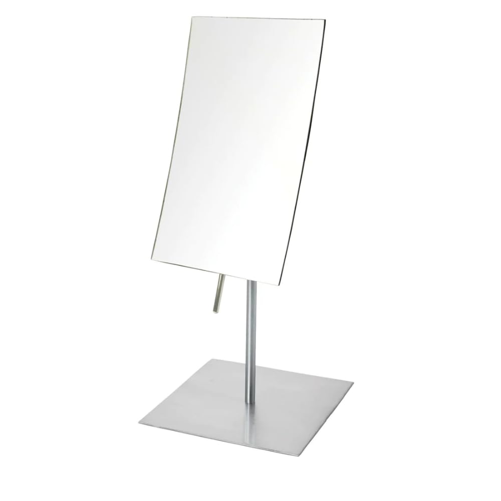 JERDON Rectangular Tabletop Makeup Mirror - 3X Magnification with Nickel Finish - 5-inch by 8-inch Vanity Mirror – Pivot Adjustment - Model JP358N