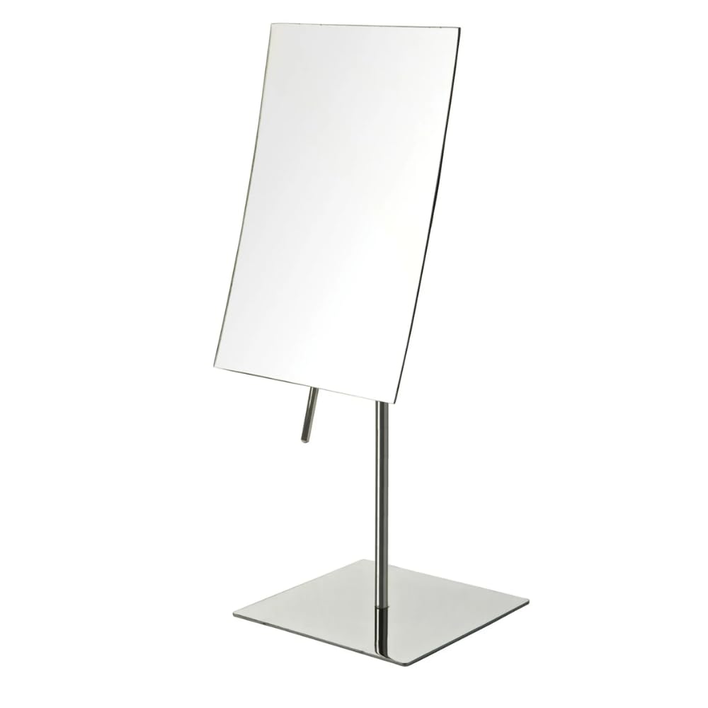 JERDON Rectangular Tabletop Makeup Mirror - 3X Magnification with Polished Stainless Steel Finish - 5-inch by 8-inch Vanity Mirror – Pivot Adjustment - Model JP358C