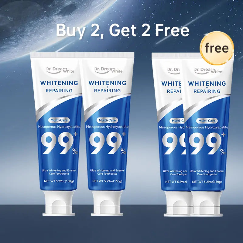 Dr.Dreamwhite Mesoporous 99%Hydroxyapatite Nhap Toothpaste Oral Care | Ultra Whitening & Enamel Reparing | Freshens Breath | Fights Plaque | Non Fluoride | Cucumber Melon & White Tea Flavor | 5.29Oz | 4 Tubes Pack