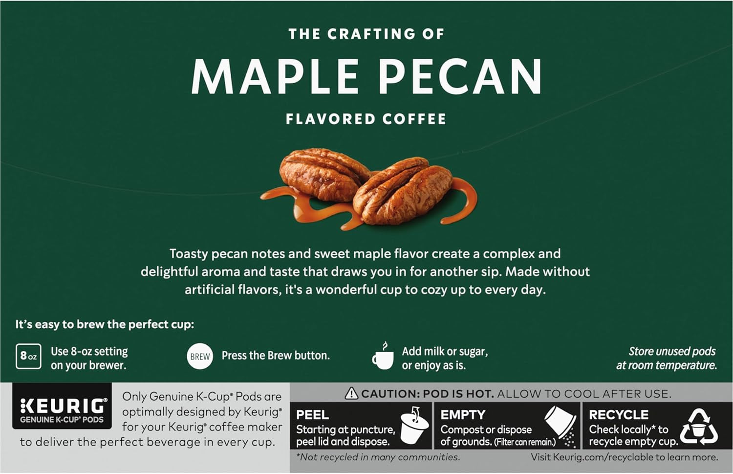Coffee K-Cup Pods, Maple Pecan Flavored Coffee, Naturally Flavored, 100% Arabica