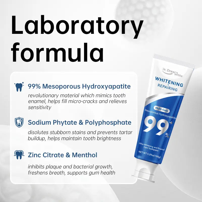 Dr.Dreamwhite Mesoporous 99%Hydroxyapatite Nhap Toothpaste Oral Care | Ultra Whitening & Enamel Reparing | Freshens Breath | Fights Plaque | Non Fluoride | Cucumber Melon & White Tea Flavor | 5.29Oz | 4 Tubes Pack
