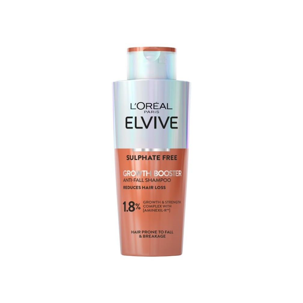 L'Oreal Paris Shampoo For Hair Growth And Anti Hair Loss, Elvive Growth Booster With Aminexil And Niacinamide, Prevents Hair Thinning and Reduces Loss In 12 Weeks For Visibly Fuller Hair, 200ml