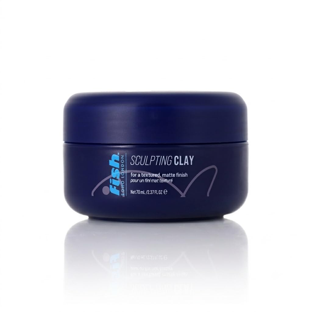 fish Original Sculpting Hair Clay, Mens Hair Styling Product Suitable for Short & Medium Length Hair. Stylist & Barber Used, Medium hold, Matt Finish, 70ml