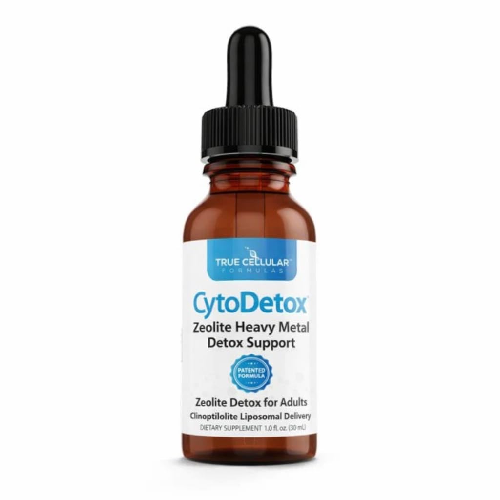 True Cellular Formulas CytoDetox Liposomal Zeolite Drops, Patented Purified Clinoptilolite with Fulvic Acid, Cellular Detox Support & Gentle Heavy Metal Binder, Liquid Supplement, 1 fl oz