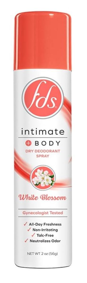 FDS Hypoallergenic Intimate Deodorant Spray, White Blossom 2 Ounce (6-Pack)
