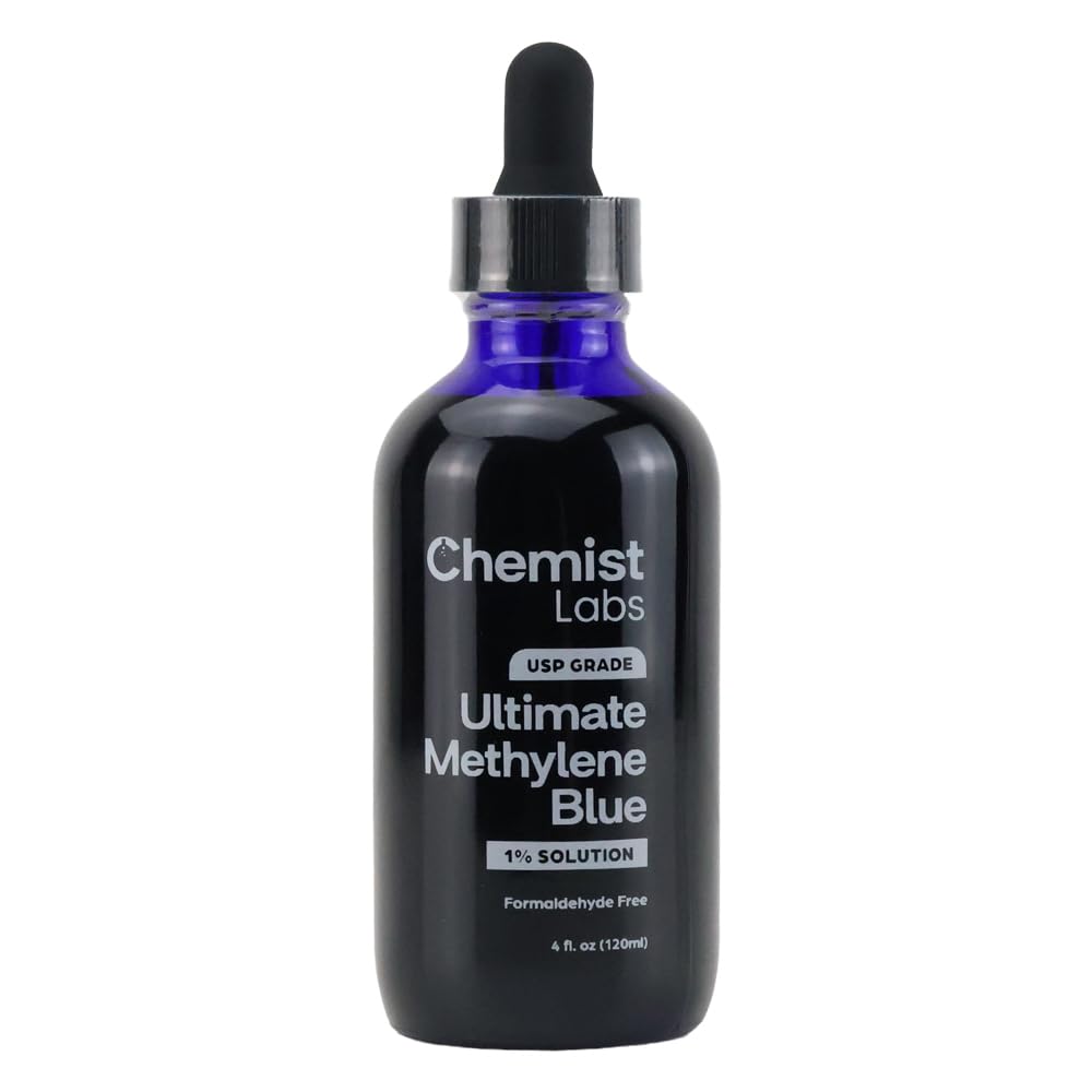 Chemist Labs Methylene Blue – 1% Solution | 99.99% USP-Grade Liquid Drops –Mitochondrial & Cellular Support – 4oz (120ml) – Formaldehyde-Free – Made in USA