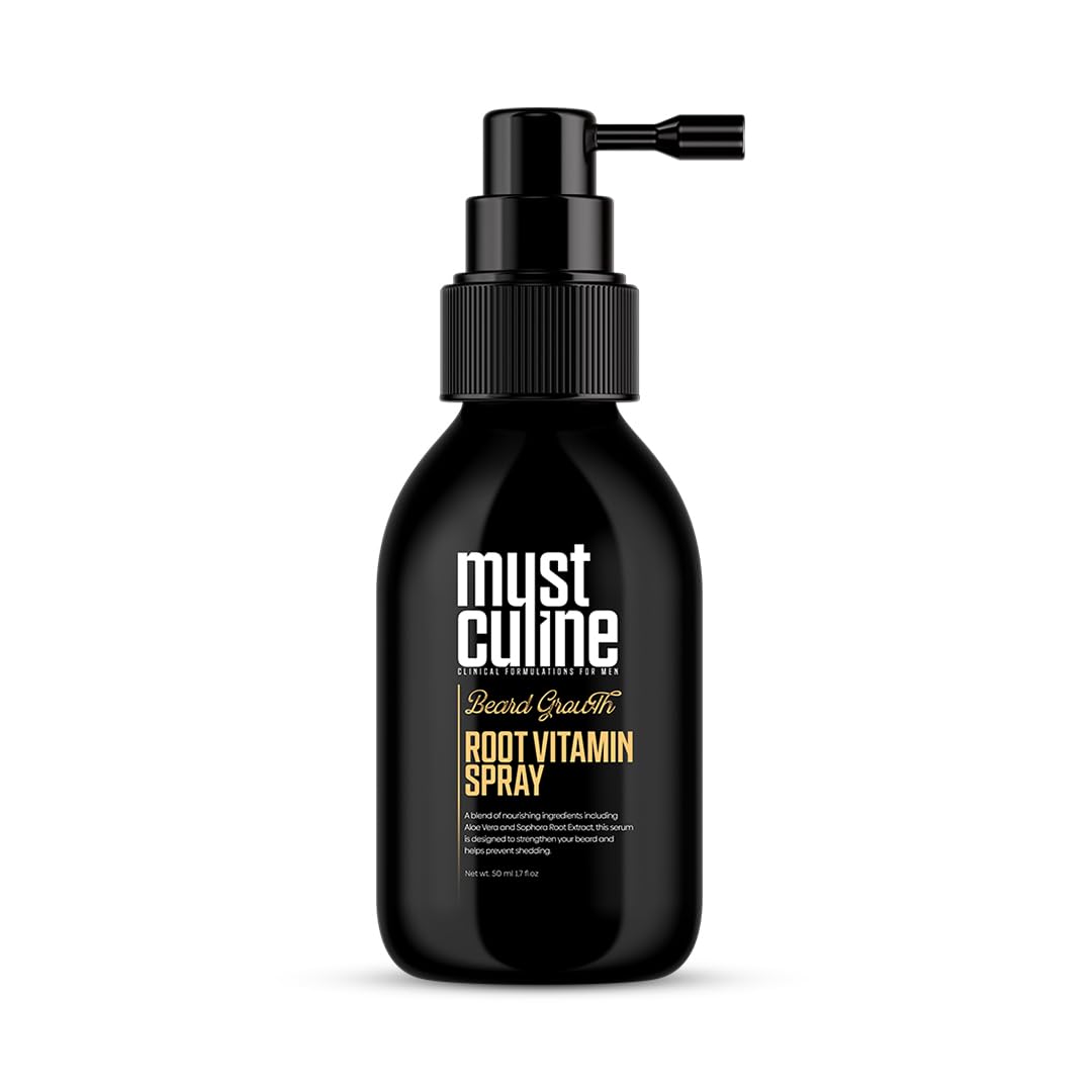 MUSTCULINE Beard Root Vitamin Spray, 1.7 Fl Oz, Unscented, Supports Growth and Strengthening, Fuller, Thicker, Bushy Beards, Adults, Men's Products