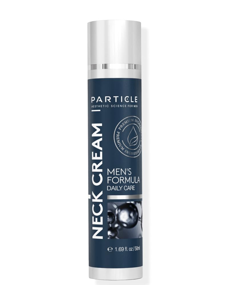 Particle Neck Cream, Daily Skin Care for Men with Collagen, Hyaluronic Acid, Retinol, Vitamin E, Moringa Oil & Shea Butter for Health Skin Support, Hydrating Men’s Body Lotion, 1.7 fl oz