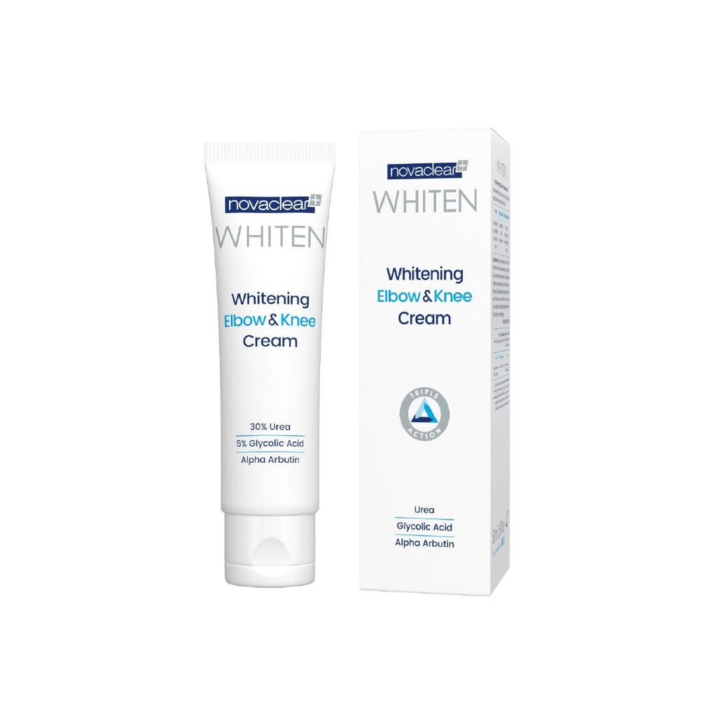 Novaclear Whitening Elbow & Knee Cream – Urea, Glycolic Acid & Alpha Arbutin – Exfoliating, Moisturizing & Brightening Cream for Dry, Dark Elbows, Knees, Hands & Heels – 50 ML