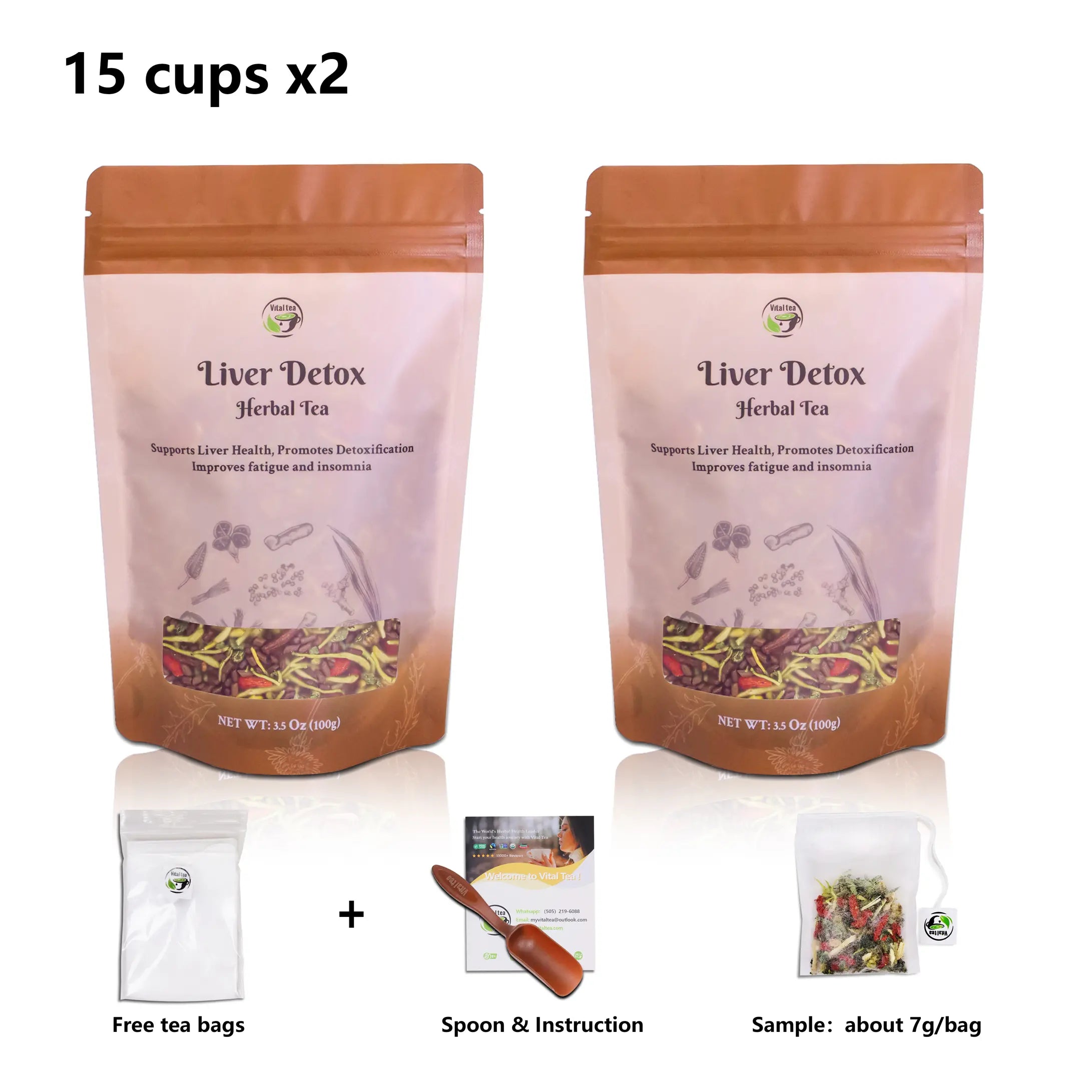 Liver Support with Milk Thistle Goji Berry Chrysanthemum - Cleanse Liver and Eyes | Organic, Natural Herbal Tea Loose Leaf (100G) Beverage | Itree · Vital-Tea