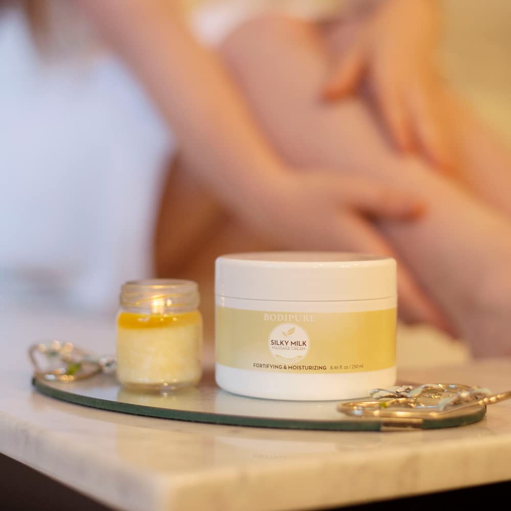BODIPURE Silky Milk Massage Cream - Ultra Hydrating, and Protein Rich Formula - Perfect for Professional Muscle, and Joint Massage, 8.46 Ounce