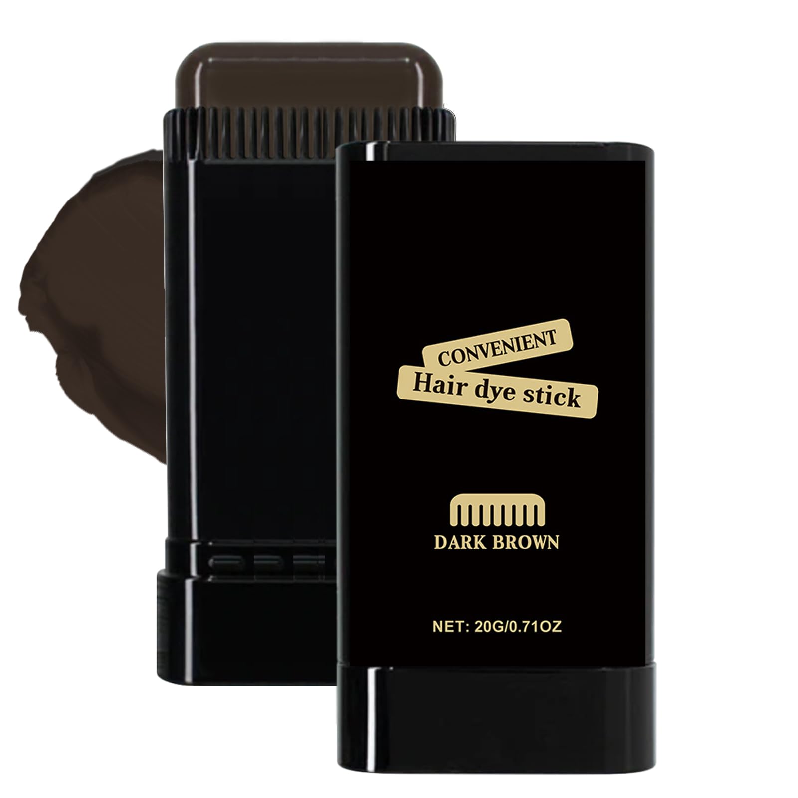 Hair Dye Comb, 2-in-1 Instant Hair Colour Stick with Built-In Comb, Waterproof & Sweat-proof, Portable Grey Hair Cover Up, Root Touch Up Dye Hair Concealer for Women & Men (Dark Brwon)