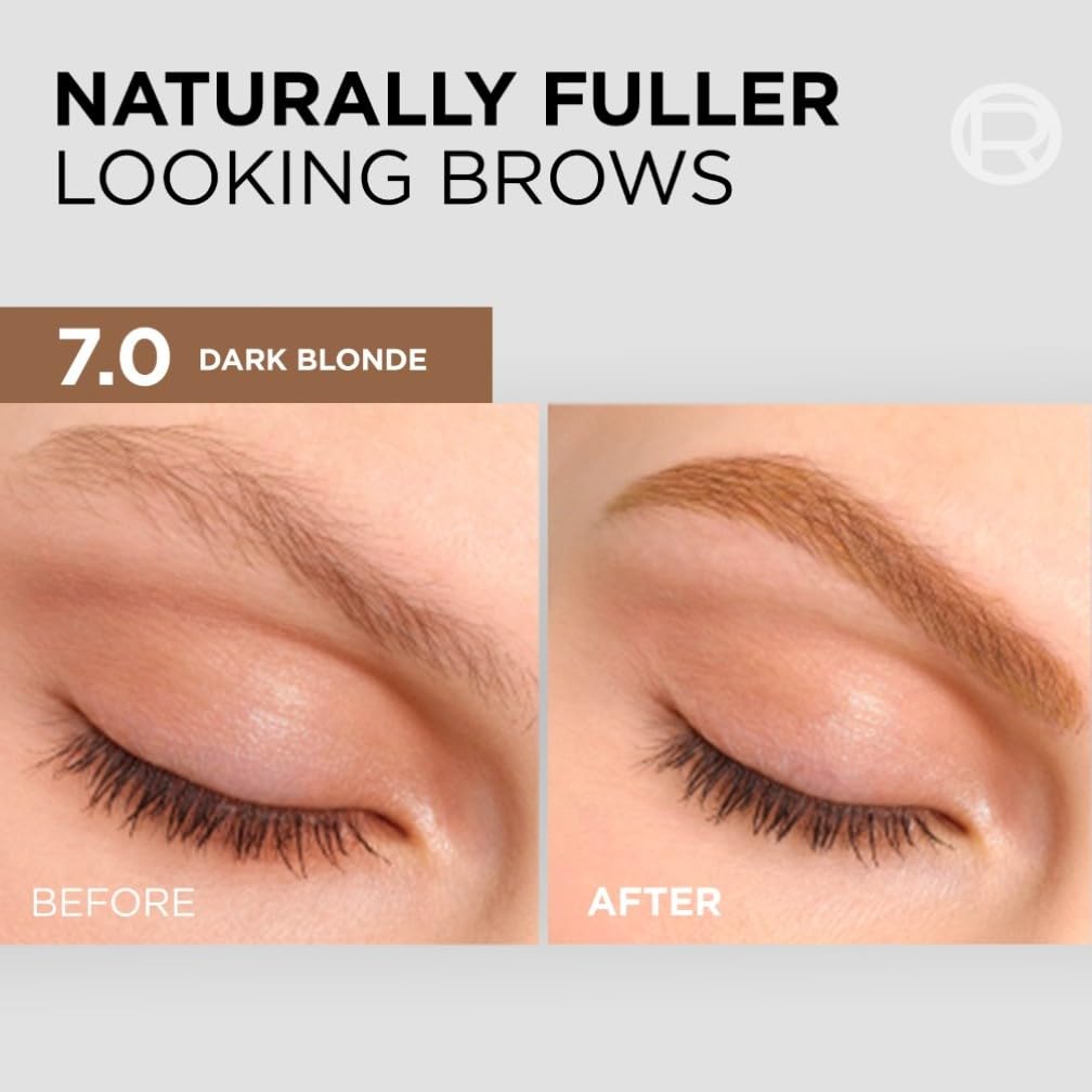 L'Oréal Paris, Semi-Permanent Eyebrow Tint, Lasts up to 5 Weeks, Visible Results in 5 Minutes, Up to 10 Uses, Ammonia Free, Brow colour, Shade: 7.0 Dark Blonde