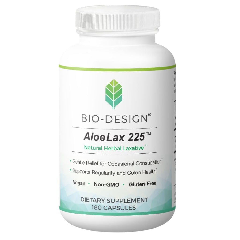Bio-Design Aloe Lax 225 – Natural Herbal Laxative for Gentle, Effective Constipation Relief – Supports Digestive Regularity – Aloe Ferox 225 mg – 180 Capsules