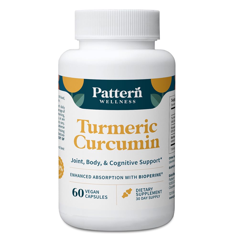 Pattern Wellness Turmeric Curcumin Supplement – 60 Capsules