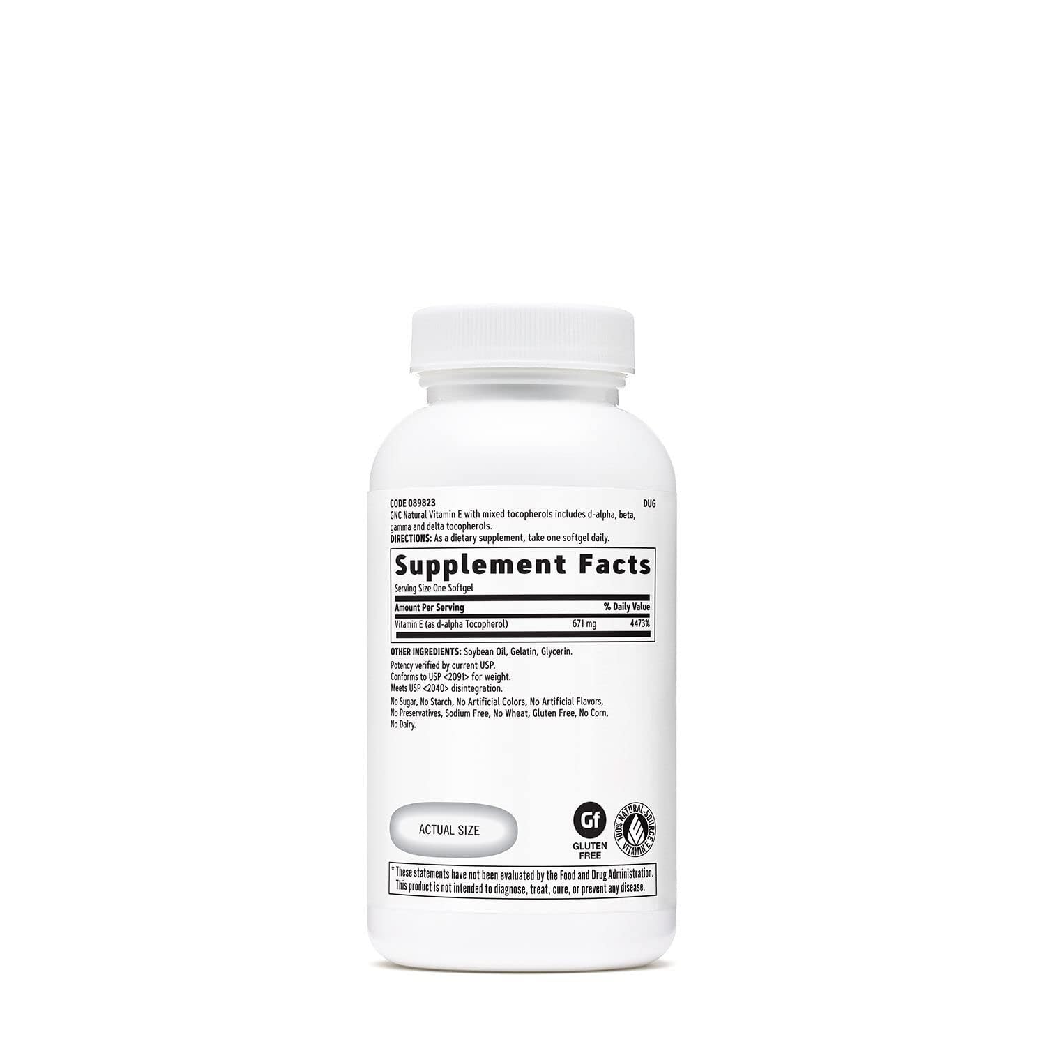 GNC Vitamin E 100% Natural 1000IU - 60 Softgels, 60 Servings