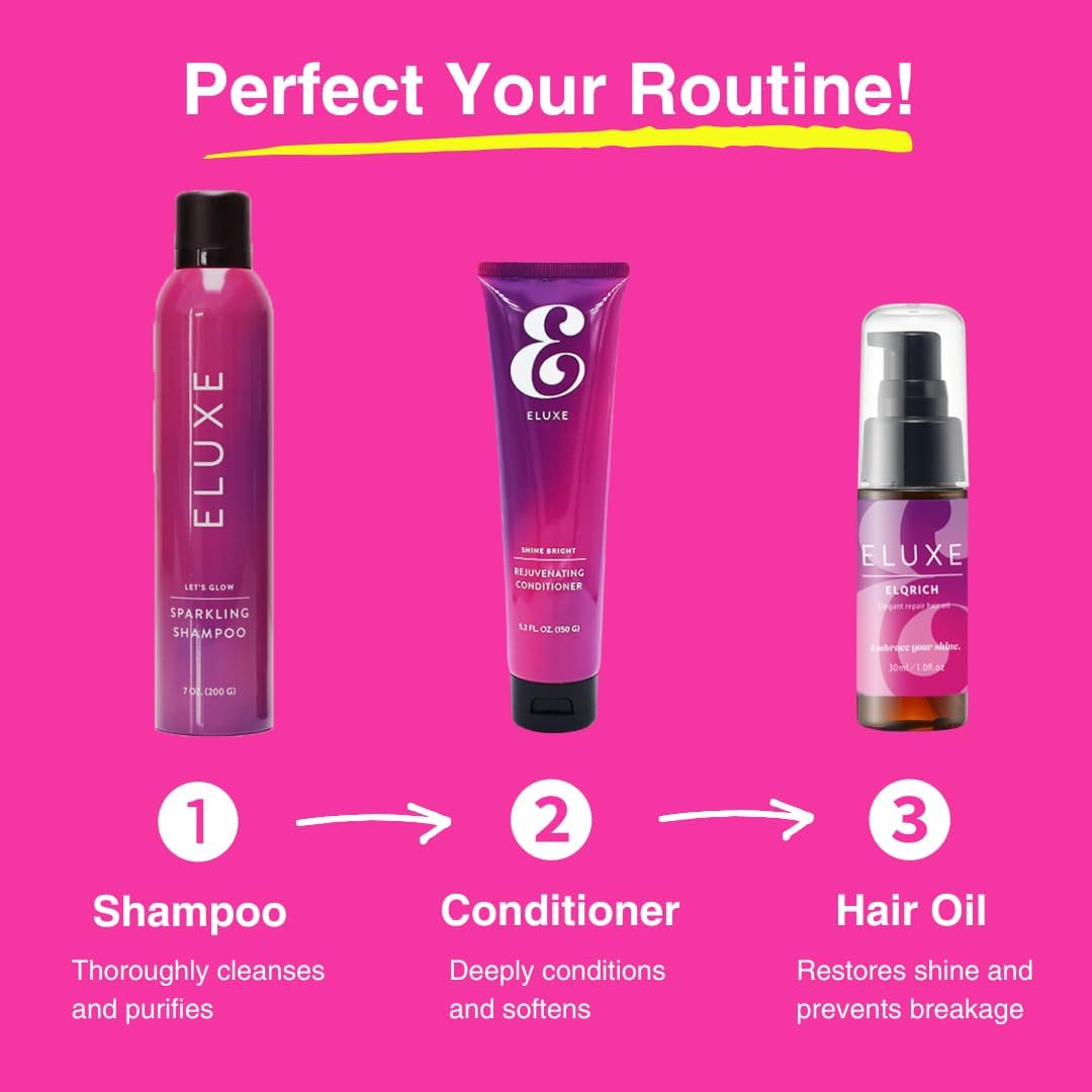 ELUXE Go Glow Kit, Carbonic Acid Shampoo & Conditioner for Ultra-Smooth, Silky, Frizz-Free, and Glossy Glass Hair (Set of 1)