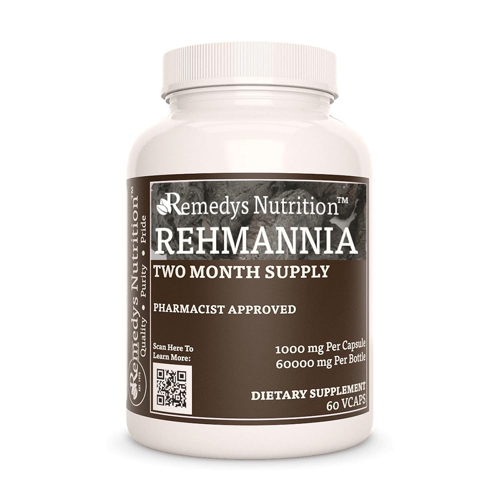 Remedy’s Nutrition Rehmannia Root - 1,000 mg, 60 Vegan Capsules Herbal Dietary Supplement - 2 Month Supply