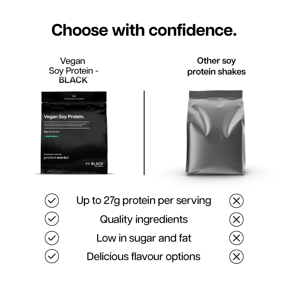 Protein Works | Vegan Soy Protein - Black, Vanilla Crème, 16 Servings, 500g