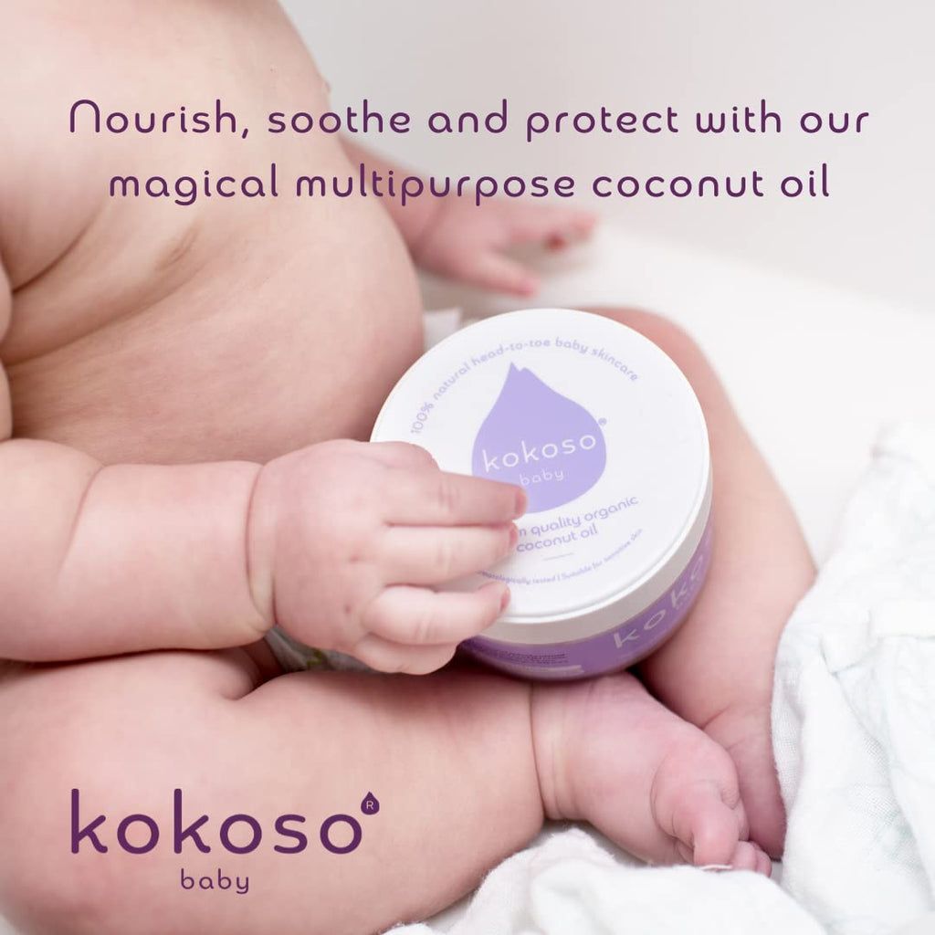 Kokoso Baby Organic Coconut Oil – Moisturising 100% Natural Baby Oil for Baby Massage, Dry, Sensitive and Normal Baby Skin...