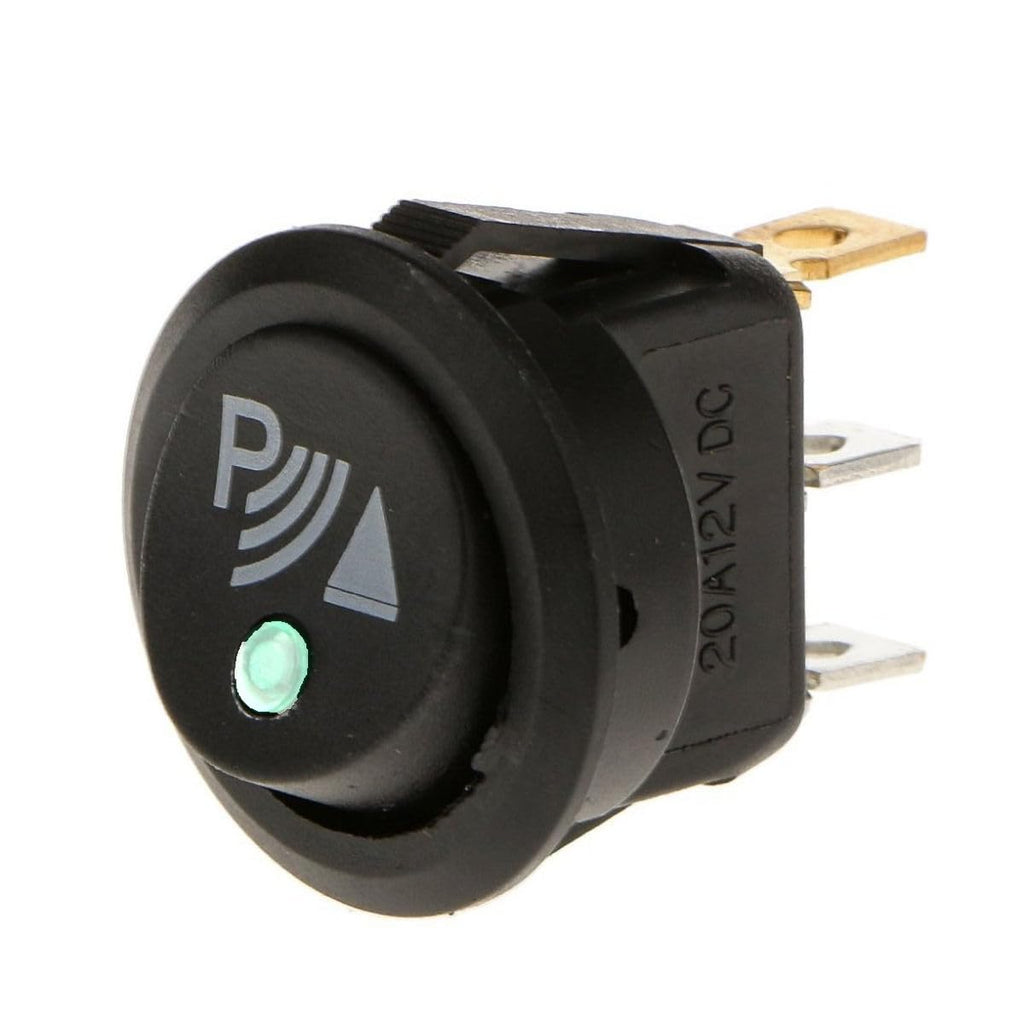 Dolphin Automotive Illuminated LED Round 3 Pin P Rocker ON/OFF 12v DC Dashboard Switch Parking Reverse Sensor Front Rear Reversing Sensors UK (4)