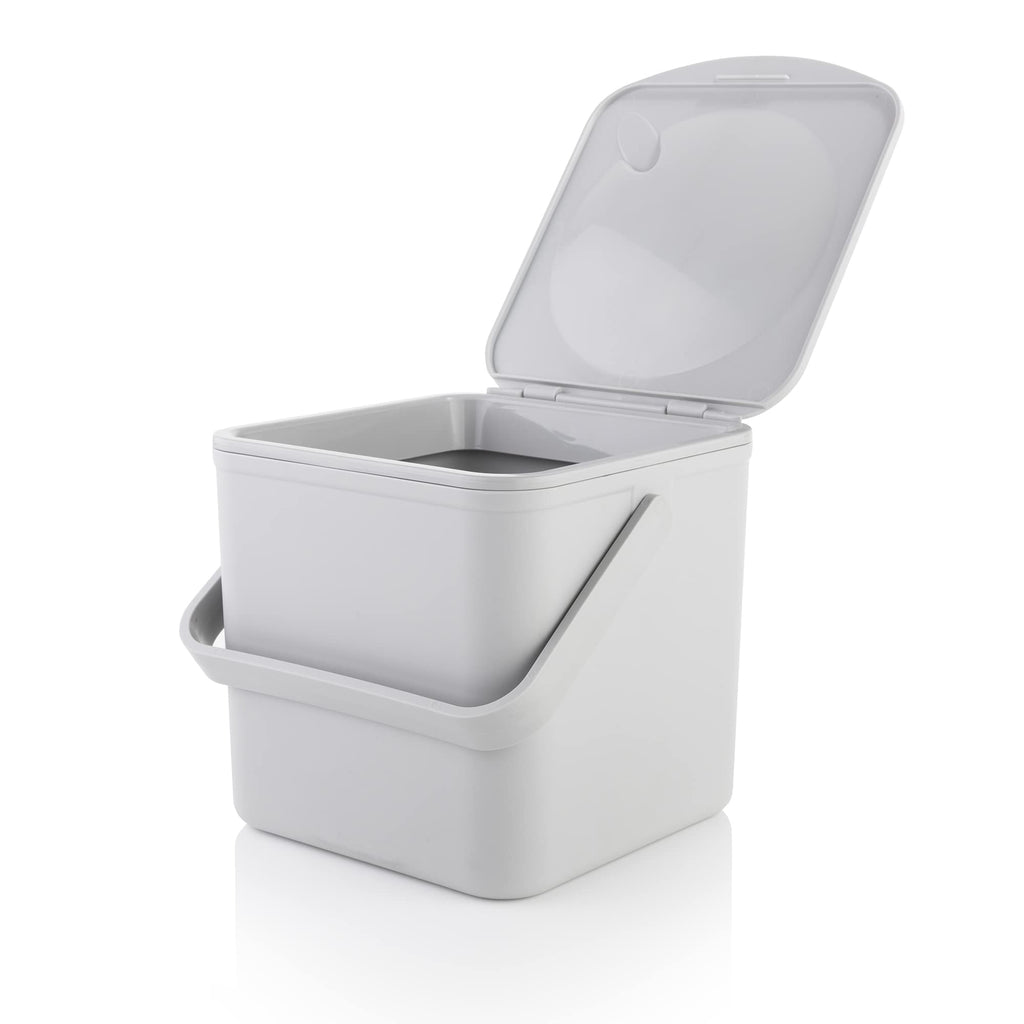 Minky Homecare Kitchen Compost Bin – Countertop Food Waste Caddy with Easy Wipe Clean Interior – Made in The UK - 3.5L (0.9 gal.) (Light Grey)