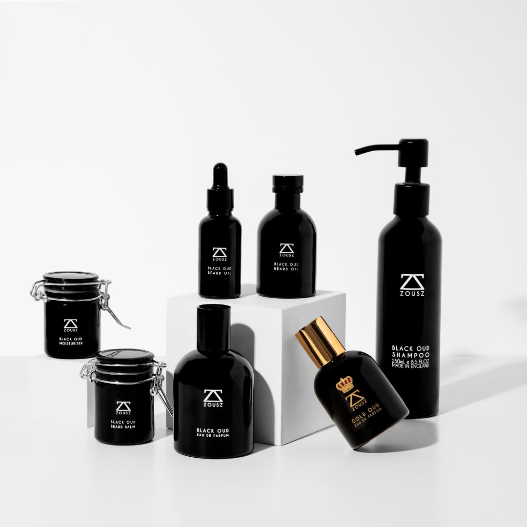 ZOUSZ Gold Oud Beard Oil for Men – Premium Beard Growth & Conditioning Oil with Argan & Organic Oils – Softens, Strengthens & Moisturizes – Non-Greasy Vegan Grooming Gift – 30ml