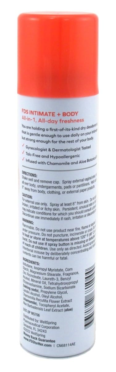 FDS Hypoallergenic Intimate Deodorant Spray, White Blossom 2 Ounce (6-Pack)