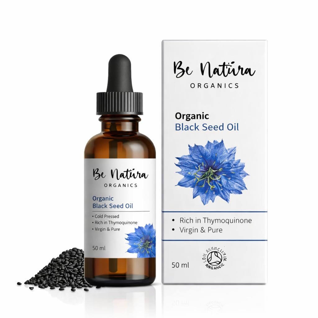 Organic Black Seed Oil 50ml – 100% Cold Pressed Nigella Sativa Oil, High Thymoquinone (>2%), Pure Black Cumin (Kalonji), Soil Association Certified