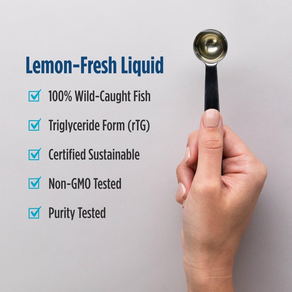 Nordic Naturals Ultimate Omega Liquid, Lemon Flavor - 4 oz - 2840 mg Omega-3 - High-Potency Fish Oil Supplement with EPA & DHA - Promotes Brain & Heart Health - Non-GMO - 24 Servings
