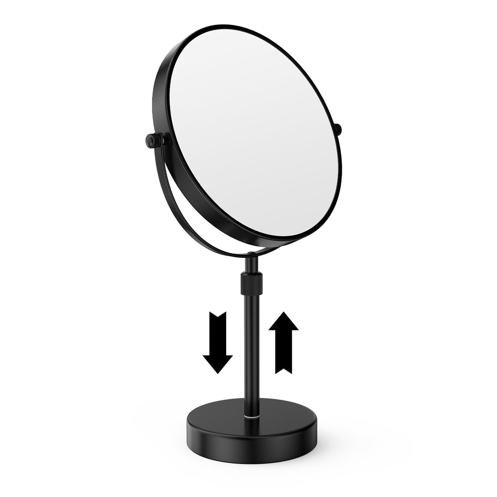 Nicesail 19 Inch Tall Makeup Mirror with 10X Magnification, 8 Inch Magnifying Mirror Tabletop with Pedestal, Height Adjustable Black (8 Inch, 10X)