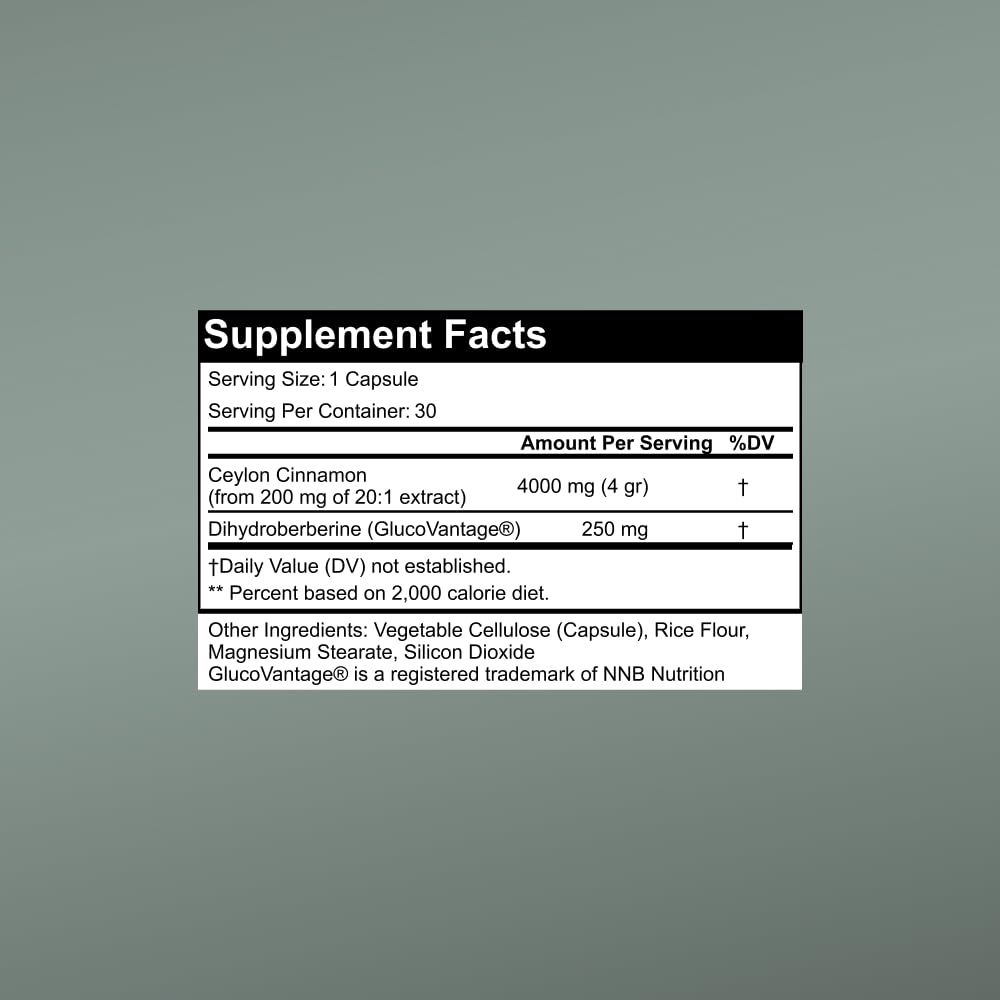 SugarMD Super Berberine Supplement – 250mg GlucoVantage Dihydroberberine with Ceylon Cinnamon - 5X More Absorbable Than Regular Berberine – 30 Capsules (30 Day Supply)