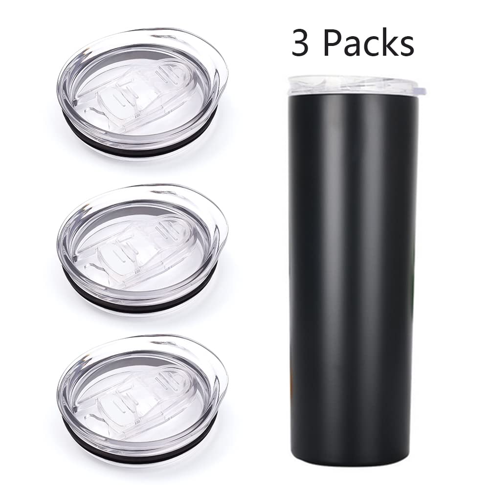 20oz Skinny Tumbler Replacement Lids 3 Pack,2.75in Cup Mouth Compatible with YETI Rambler and More Tumbler Cups，Spill Proof Splash Resistant Silicone Sliding Covers.
