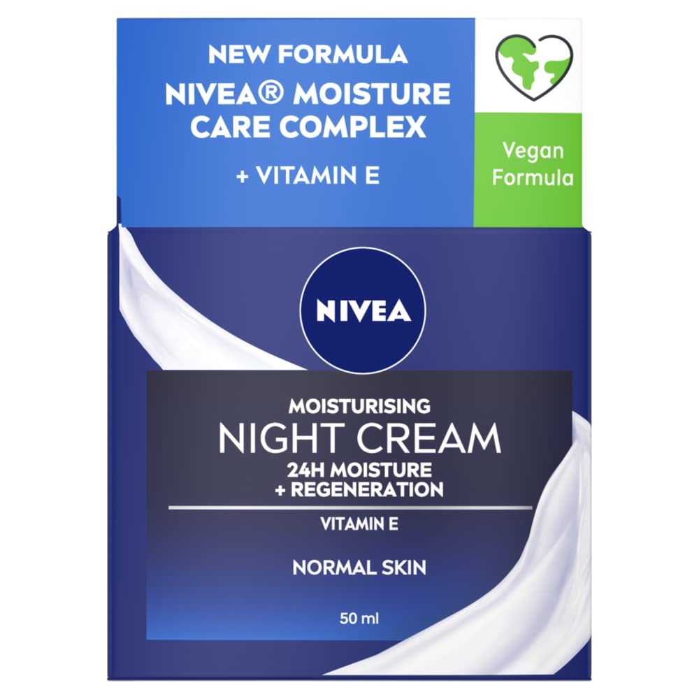 NIVEA Refreshing Night Face Cream (50ml), 24 Hour Face Moisturiser for Normal Skin, Night Cream with Aloe Vera and Hyaluronic Acid for Overnight Regeneration