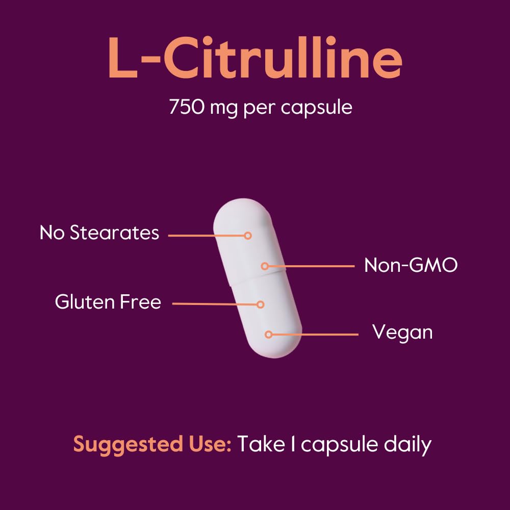 BESTVITE L-Citrulline 750mg per Capsule (240 Vegetarian Capsules) (120 x 2) - No Stearates - No Silica - No Fillers - Non GMO - Gluten Free - Vegan