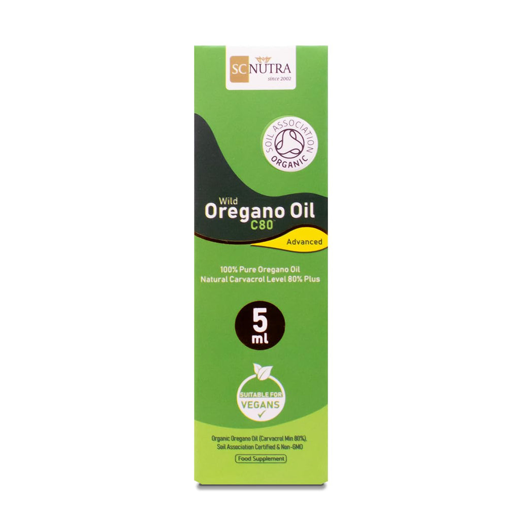 sc nutra Organic Wild Oregano Oil C80 Advanced - Undiluted Mediterranean Wild Oregano Oil - 80%+ Carvacrol & Low Thymol - 5ml / 0.17 Fl oz