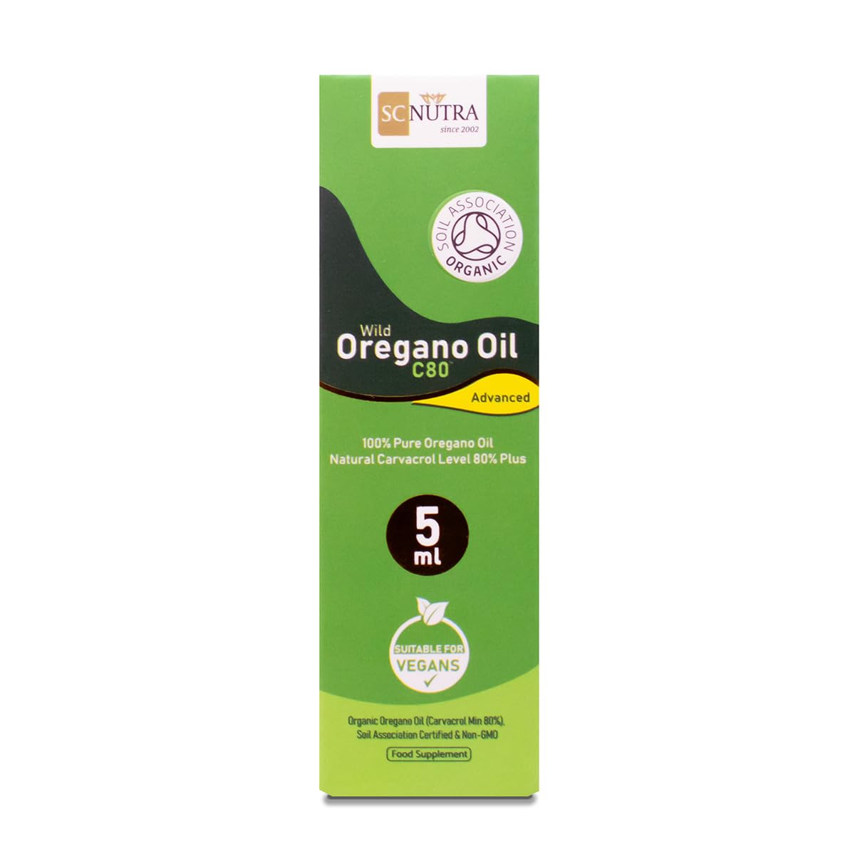 sc nutra Organic Wild Oregano Oil C80 Advanced - Undiluted Mediterranean Wild Oregano Oil - 80%+ Carvacrol & Low Thymol - 5ml / 0.17 Fl oz
