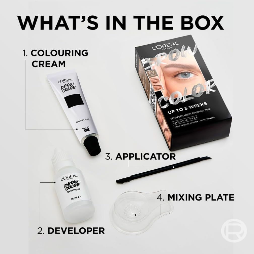 L'Oréal Paris, Semi-Permanent Eyebrow Tint, Lasts up to 5 Weeks, Visible Results in 5 Minutes, Up to 10 Uses, Ammonia Free, Brow colour, Shade: 7.0 Dark Blonde