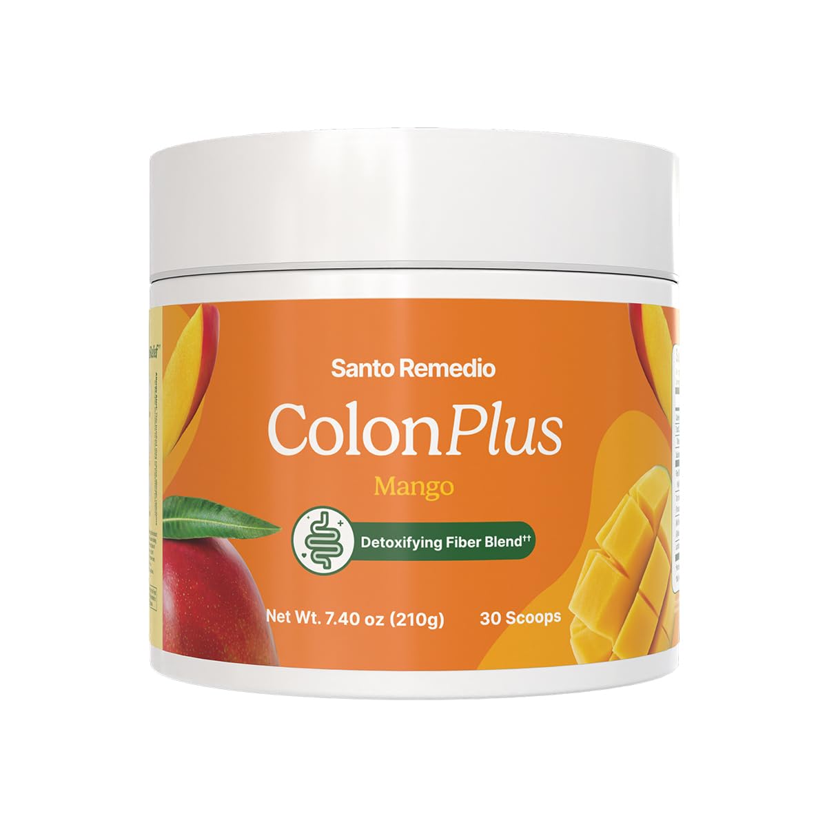 Santo Remedio Colon Plus, Colon Cleanser, Dietary Psyllium Husk Fiber and Probiotics Supplement, 30 Servings, Mango Flavor