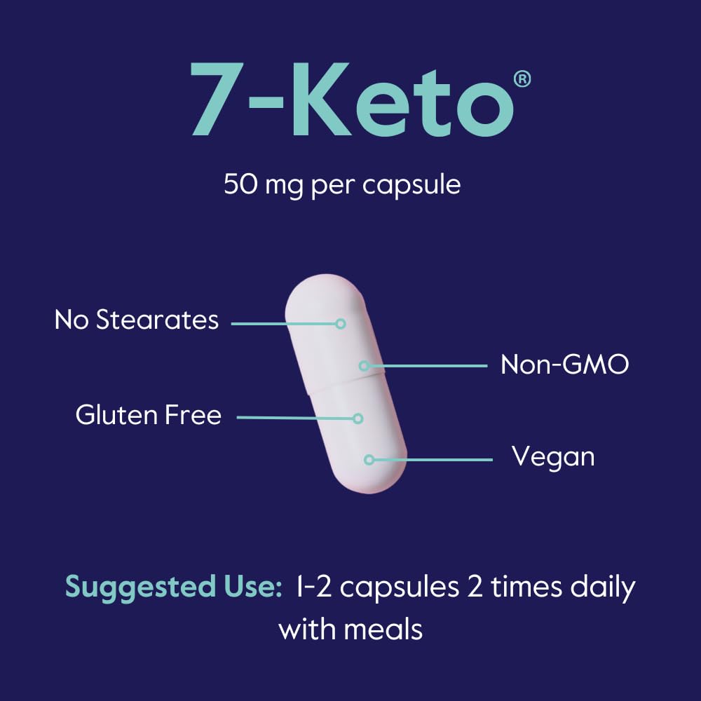 BESTVITE 7-Keto 50 mg DHEA (120 Vegetarian Capsules) - No Stearates - Vegan - Non GMO - Gluten Free - Supports Energy Metabolism* - Easy to Swallow Capsules