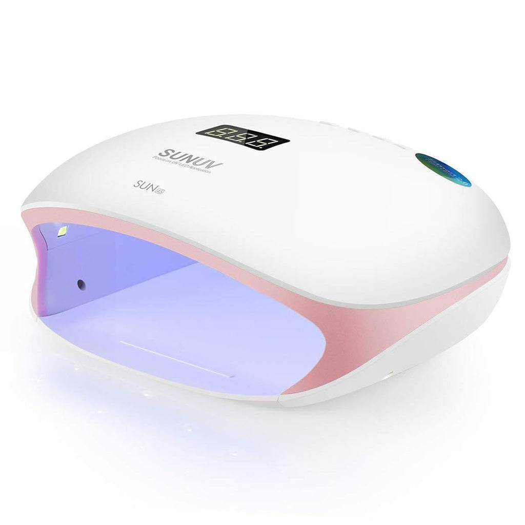 SUNUV LED UV Nail Light, UV Lamp for Gel Nails Polish with 4 Timer Settings, LCD Display Removable Base, SUN4S Pink