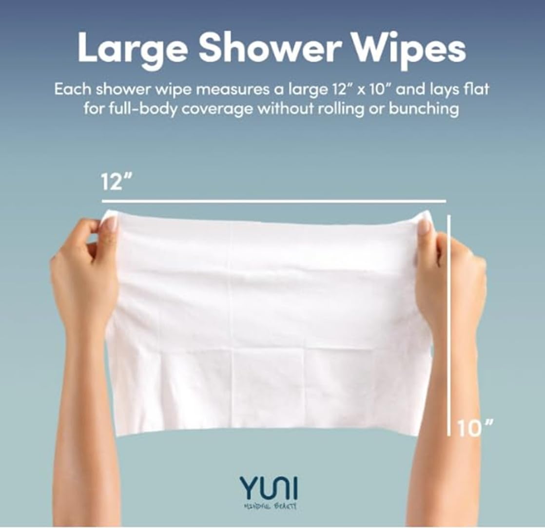 YUNI Beauty Large Body Wipes (Peppermint Citrus, 30 Count) Super Soft Moist Showerless Wipes that Cleanse & Deodorize - On-the-Go No Rinse Body Cleanser - Biodegradable Individually Wrapped