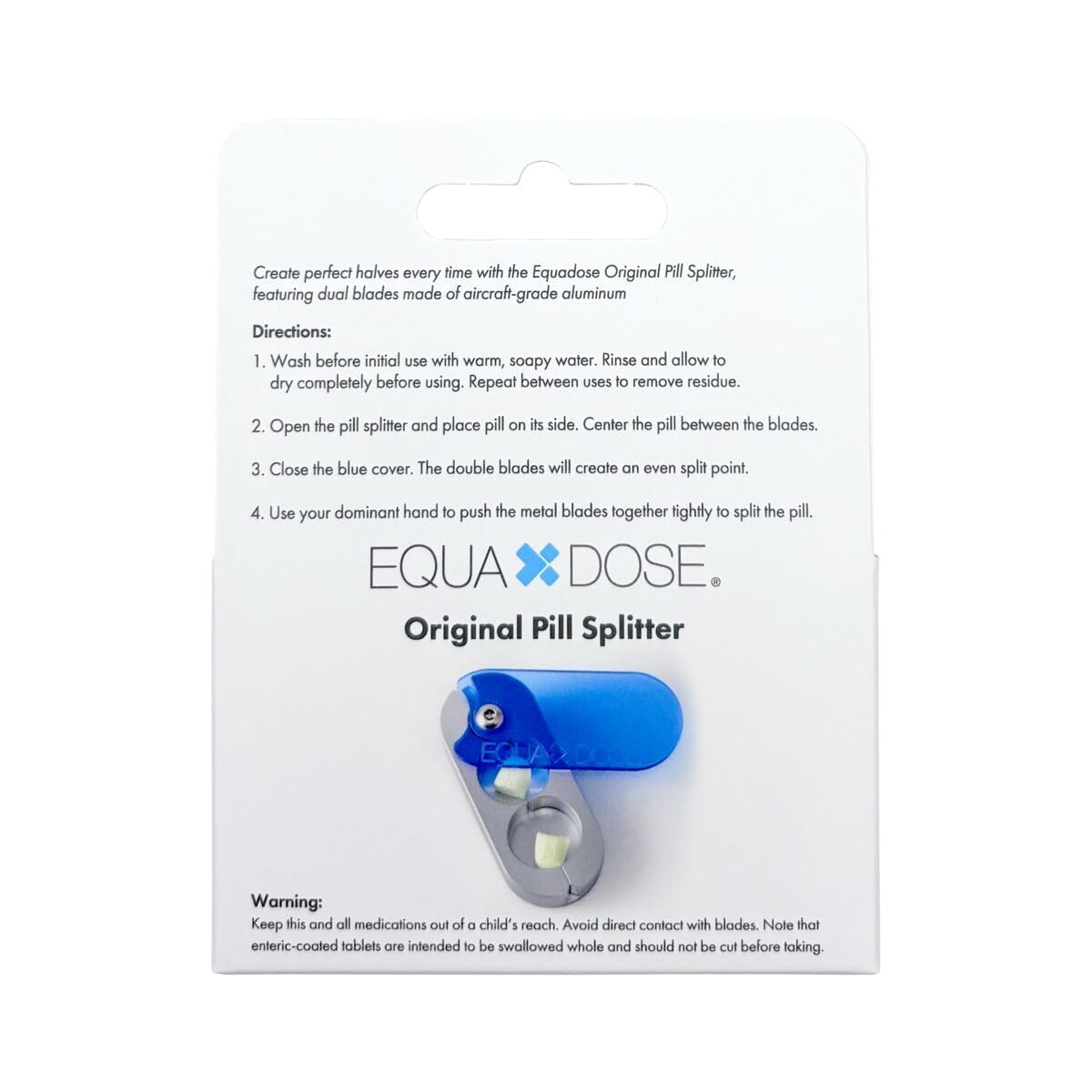 EQUADOSE Pill Splitter with Premium and Durable Aluminum Blades, Blue