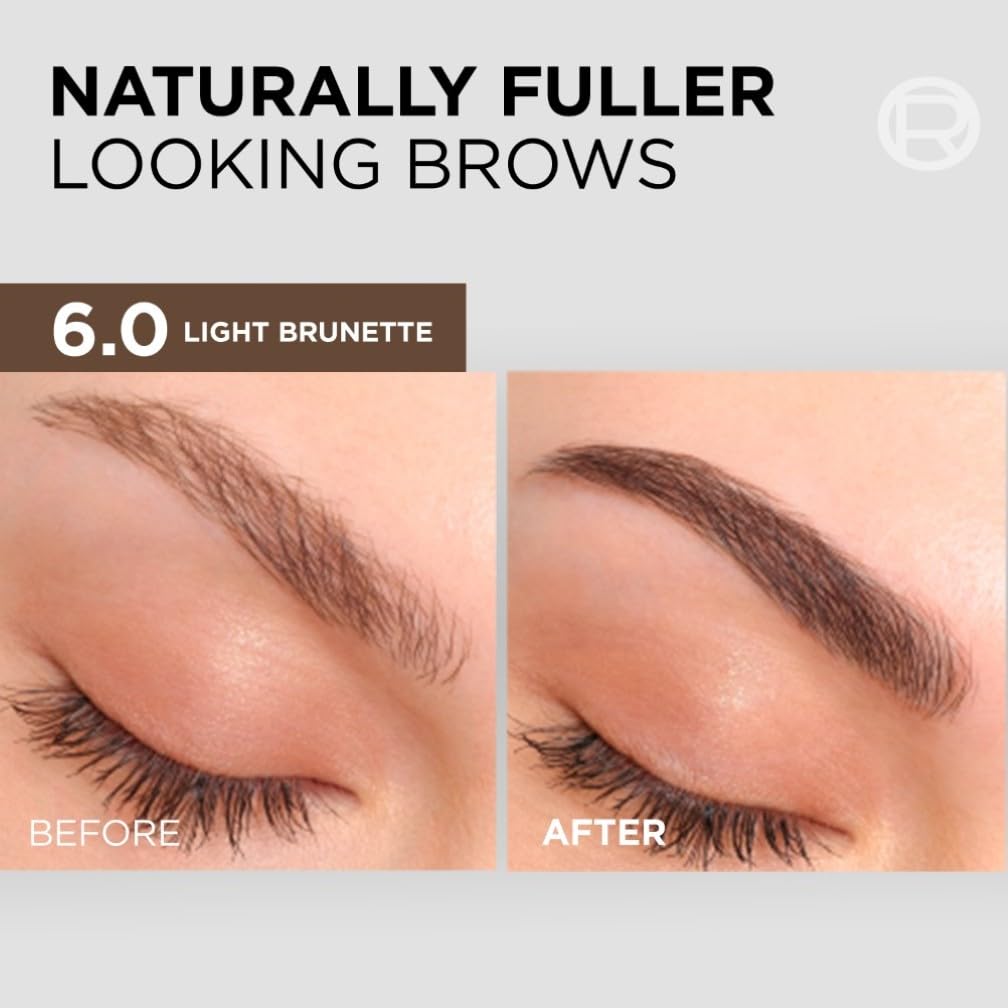 L'Oréal Paris, Semi-Permanent Eyebrow Tint, Lasts up to 5 Weeks, Visible Results in 5 Minutes, Up to 10 Uses, Ammonia Free, Brow colour, Shade: 6.0 Light Brunette