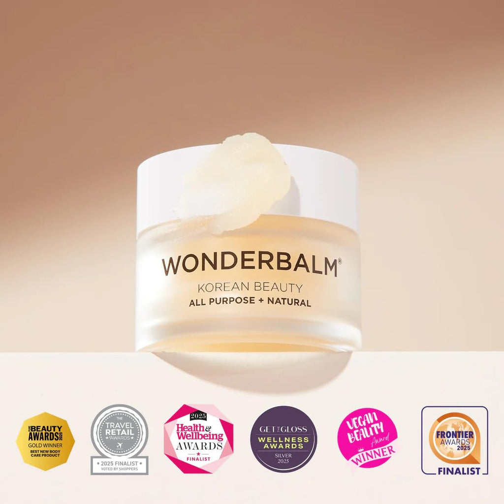 WONDERBALM Multi Use Balm All Purpose Skin Moisturising Cream for Face Body Hair Lips & Cuticles Hydrating Fast Absorbing Vegan Natural Skincare Korean Beauty Multi Award Winning British Brand (50ml)