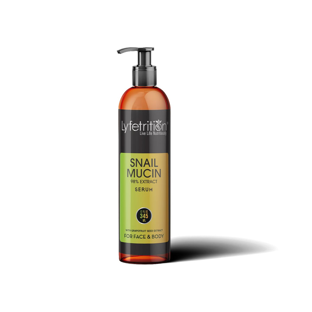 Lyfetrition Snail Mucin 98% Power Repairing Serum with Hyaluronic Acid & Aloe Vera, Skin Repair Serum, Moisturizing Serum Essence for Soothing, Reducing Fine Lines Deep Nourishing (12 Fl Oz)